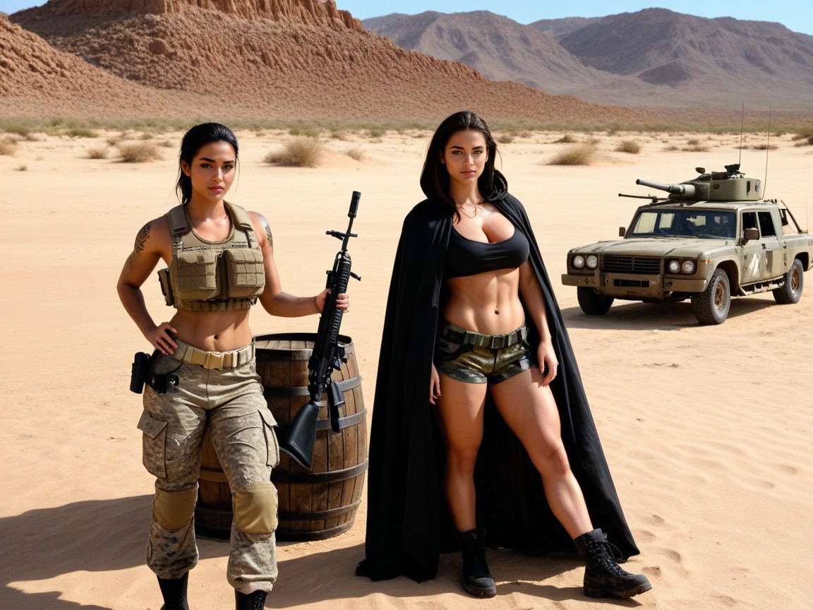 2人, Sitting Under Canopy Of Humvee Cleaning A Disassembled Rifle, Hdr AIポルノ