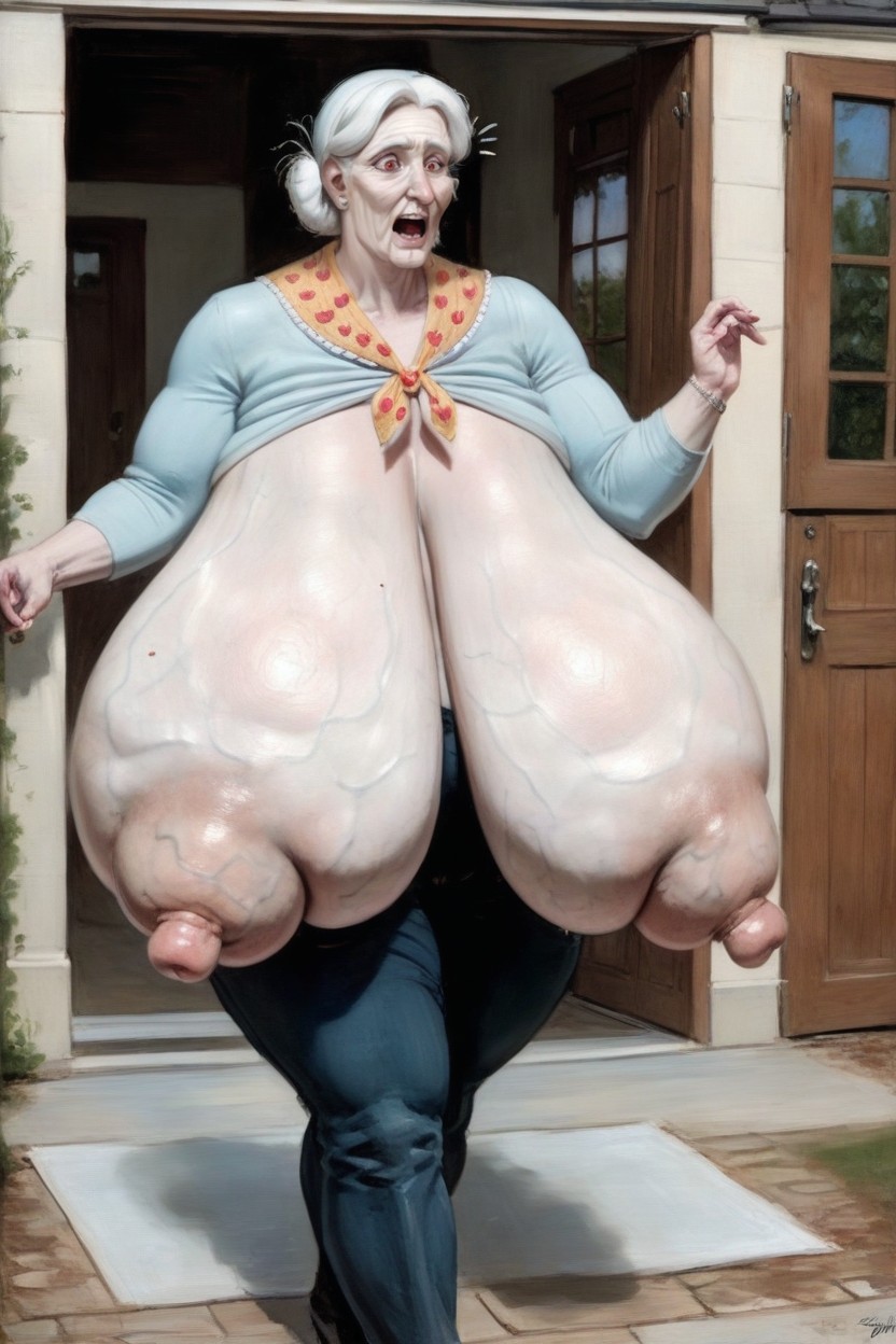 Gigantic Saggy Breasts, Huge Boobs, Solo AI 포르노