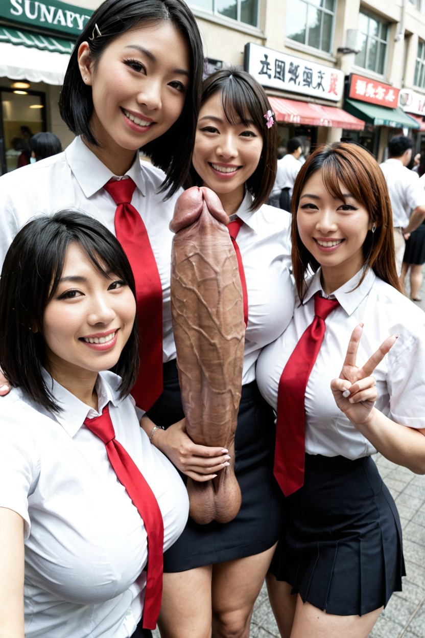 In Public, Shibuya Rin, My Gigantic Massive Penis Between Her Breasts AIポルノ