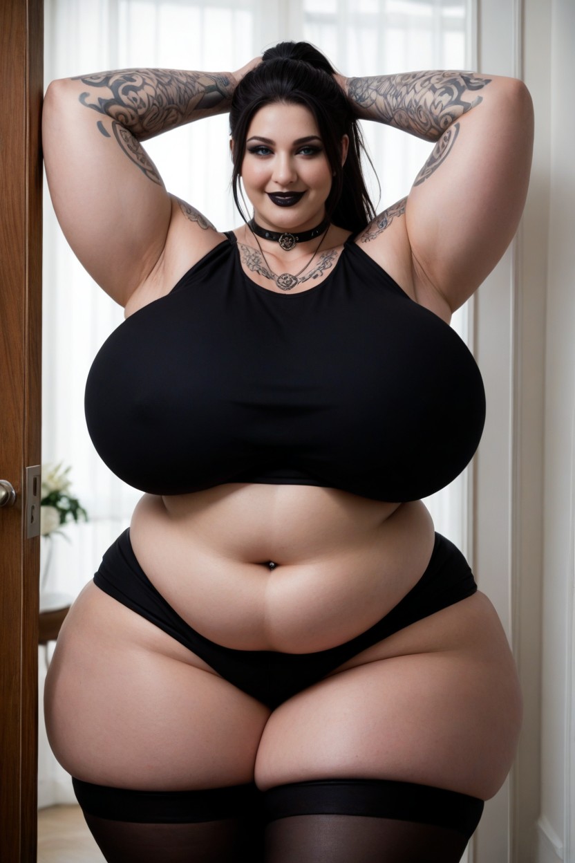 Massive Hips, Soft Arms, Arms Spread AI Porn