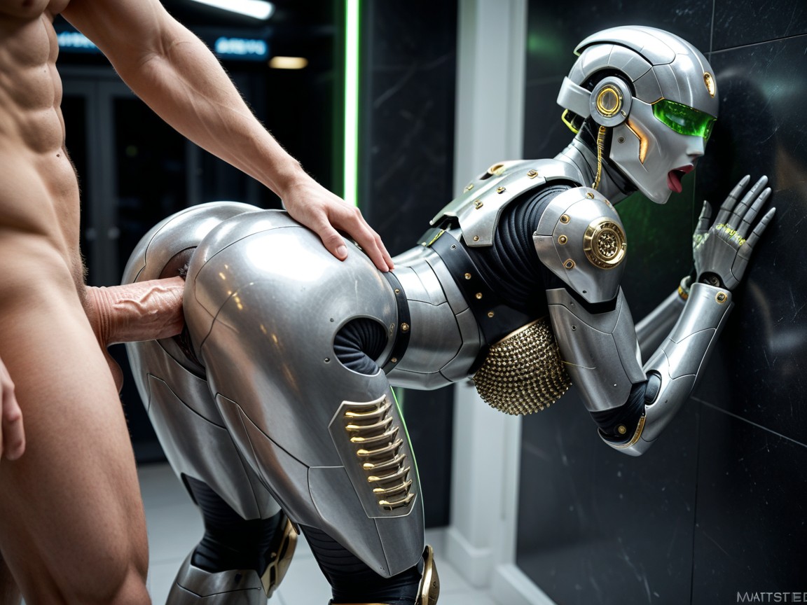 Tight Anus, 딱 맞는 체형, Faceless Male Metallic Android AI 포르노