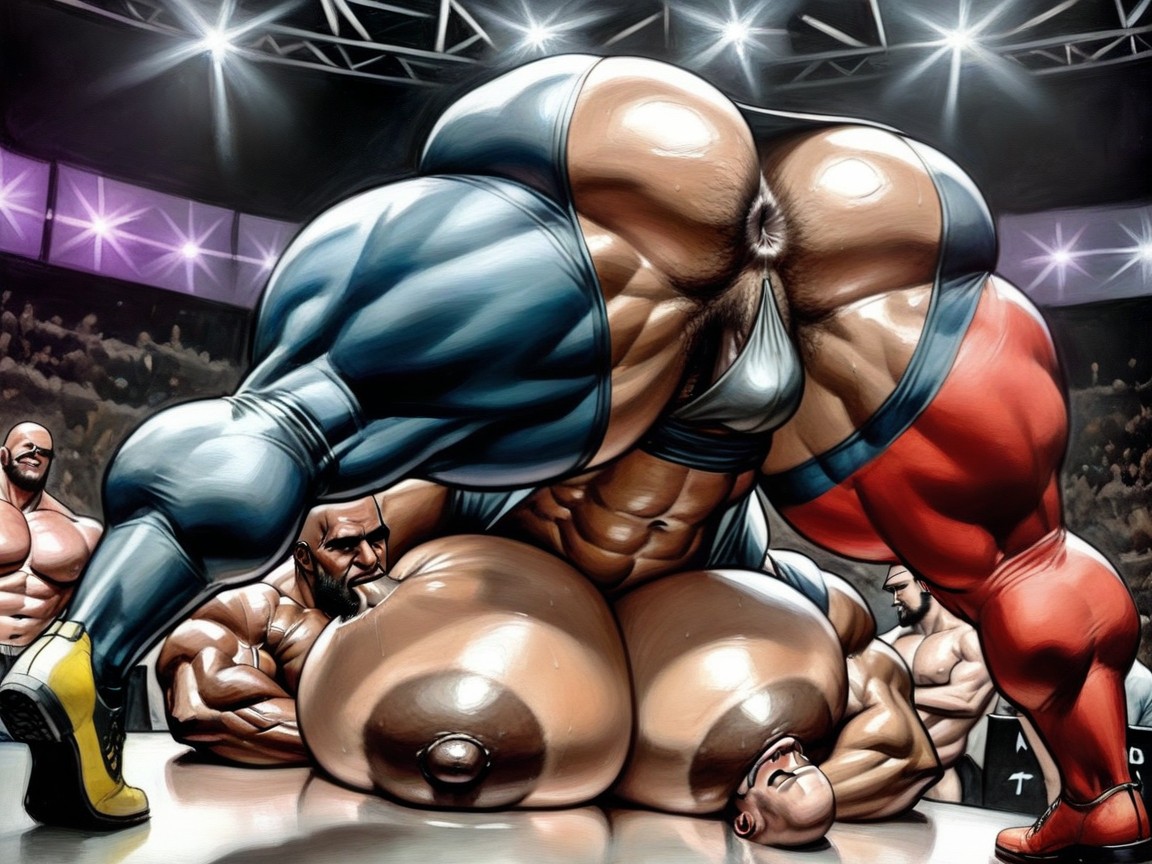 Focus On Under Boobs, Mouth Agape, Massive Muscles Porno IA