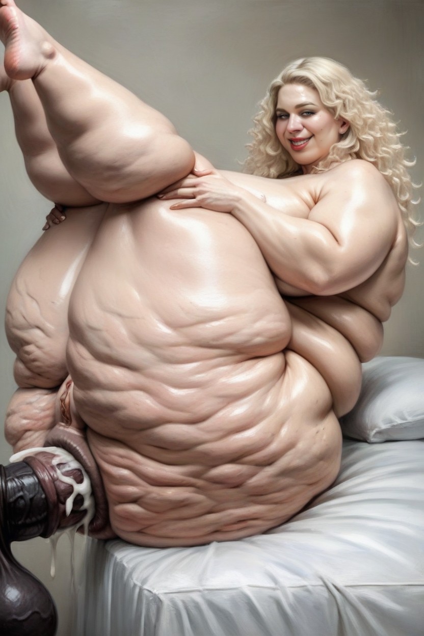 Hyper Cellulite Ass, Obese, Gigantic Hyper Thick And Massive White Cock Stretching Bulging Anus Porno IA