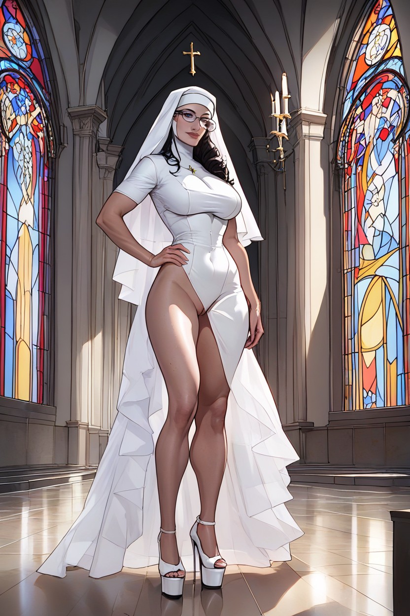 Wedding Dress, Pale Skin, Blue Eyes Porno IA