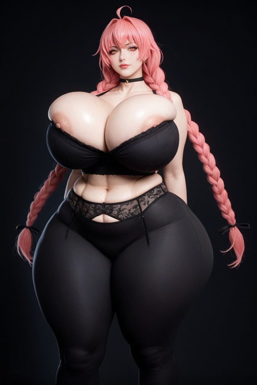Standing Tall At Viewer, Excessive Hyper Thick Thighs, Gigantic Oversized Colossal Breasts AI黃片