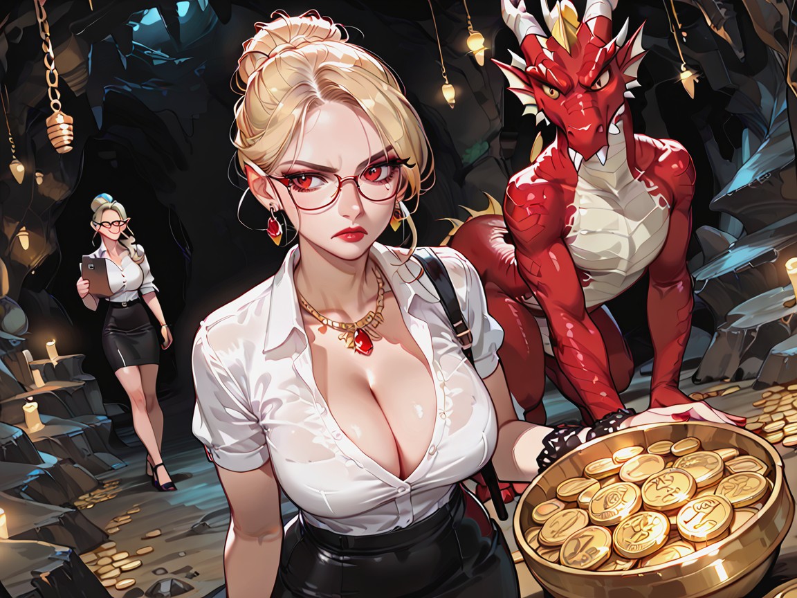 Blonde, 동굴, Fairy Tale Artstyle AI 포르노