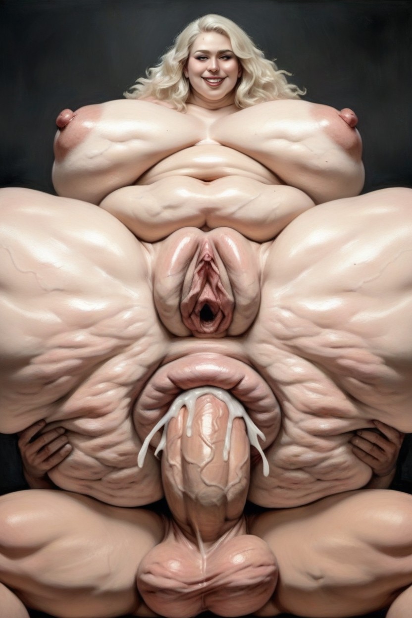 Multiple Hyper Thick And Massive White Cocks Stretch Bulging Anus, 18+, Spread Legs AI Porn