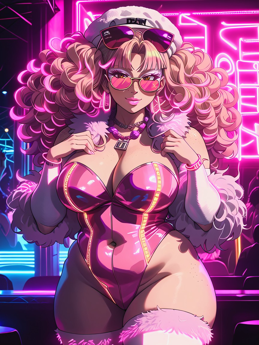 Neon Pink Lipstick, 18+, Bright White Arm Sleeves AI 포르노