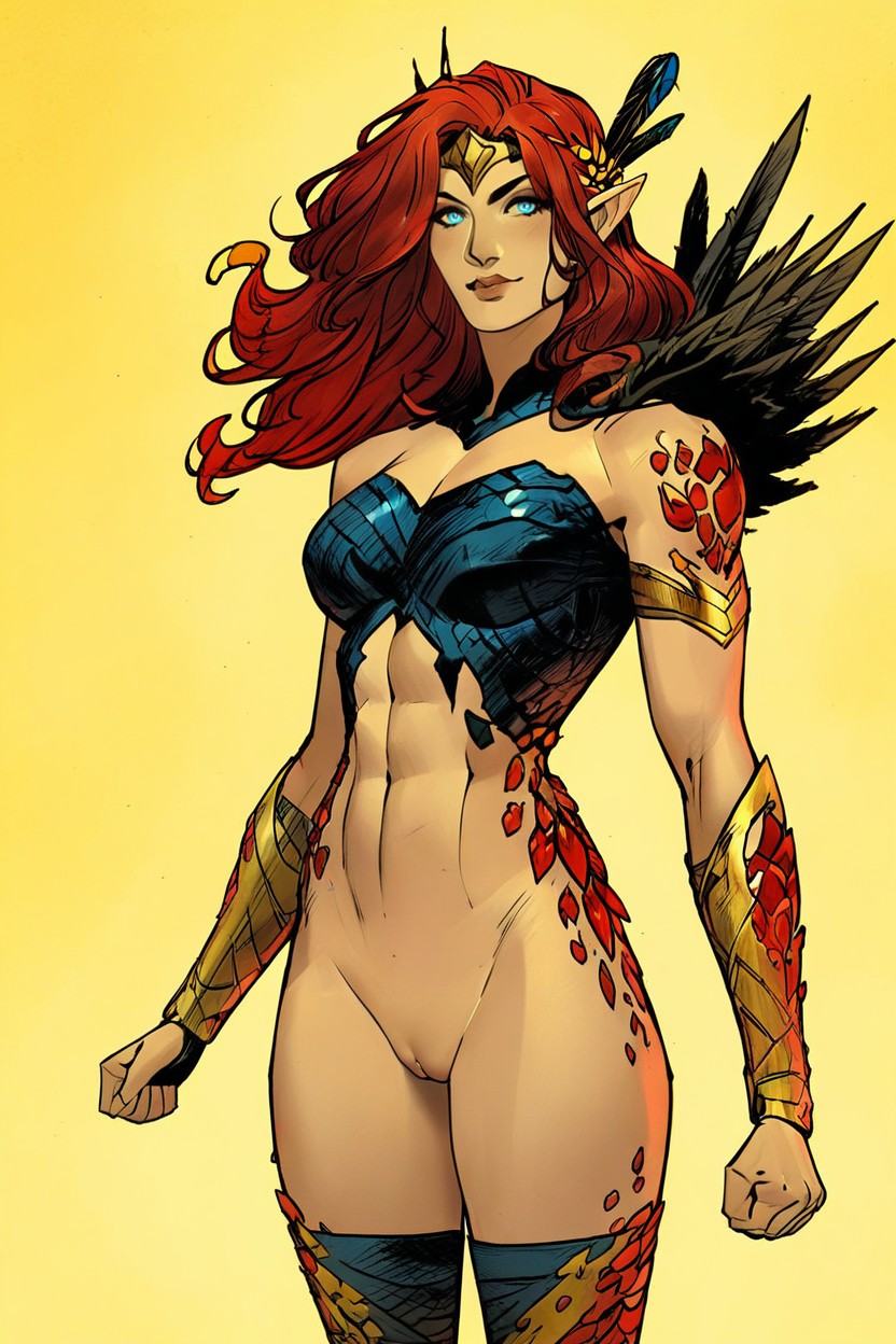 These Are Amazon Armor They Don't Cover Her Breasts, Soft Golden Hour Glow, Ethereal Atmosphere AI Porn