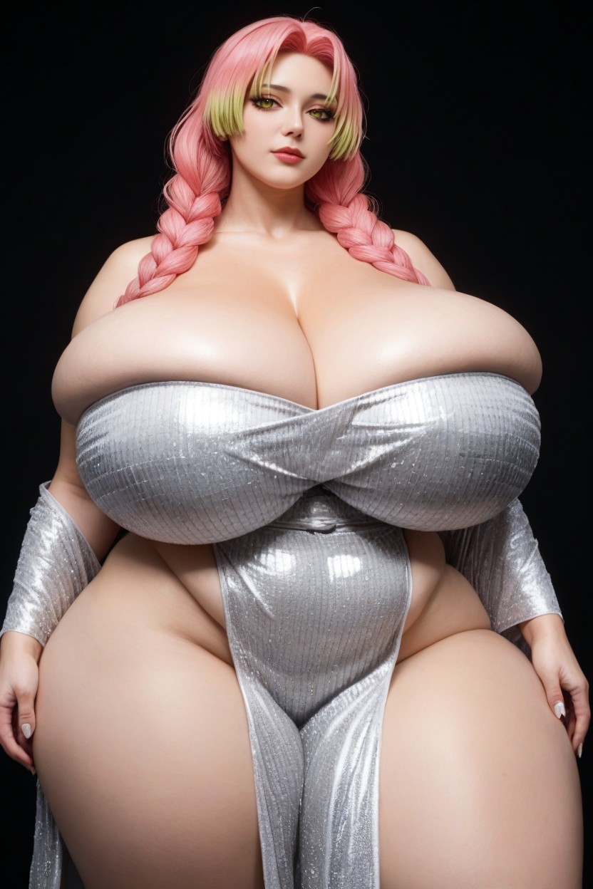 Hyper Giant Breasts, Excessive Hyper Thick Thighs, Exposed Side Ribs AI 포르노