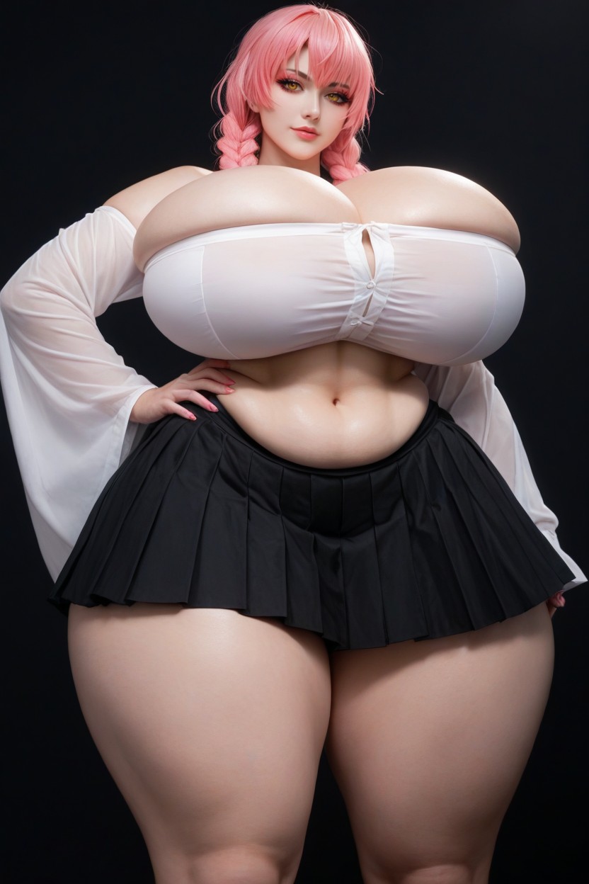 Arms On Thighs, Focus Waist Shot, Visible Stomach AI Porn