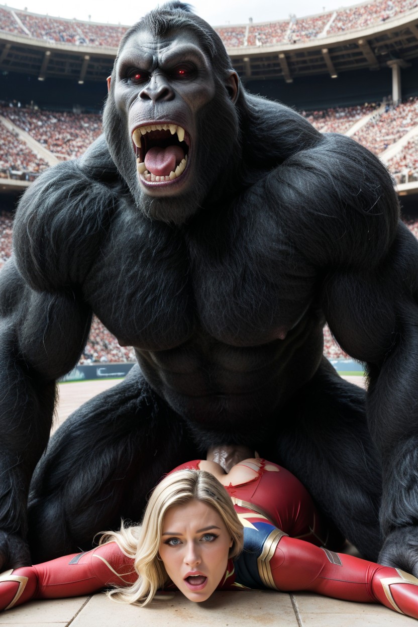 Captain Marvel, Highly Realistic, Beautiful Woman Is Running At Full Speed AIポルノ