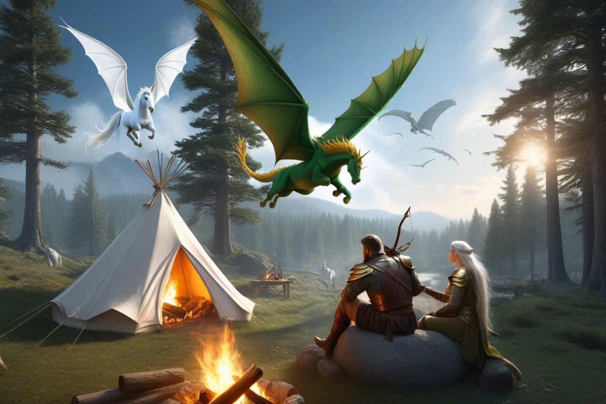 Wide Angle, Organic Elven Tent And Wooden Structures, Very Wide Angle Porno IA