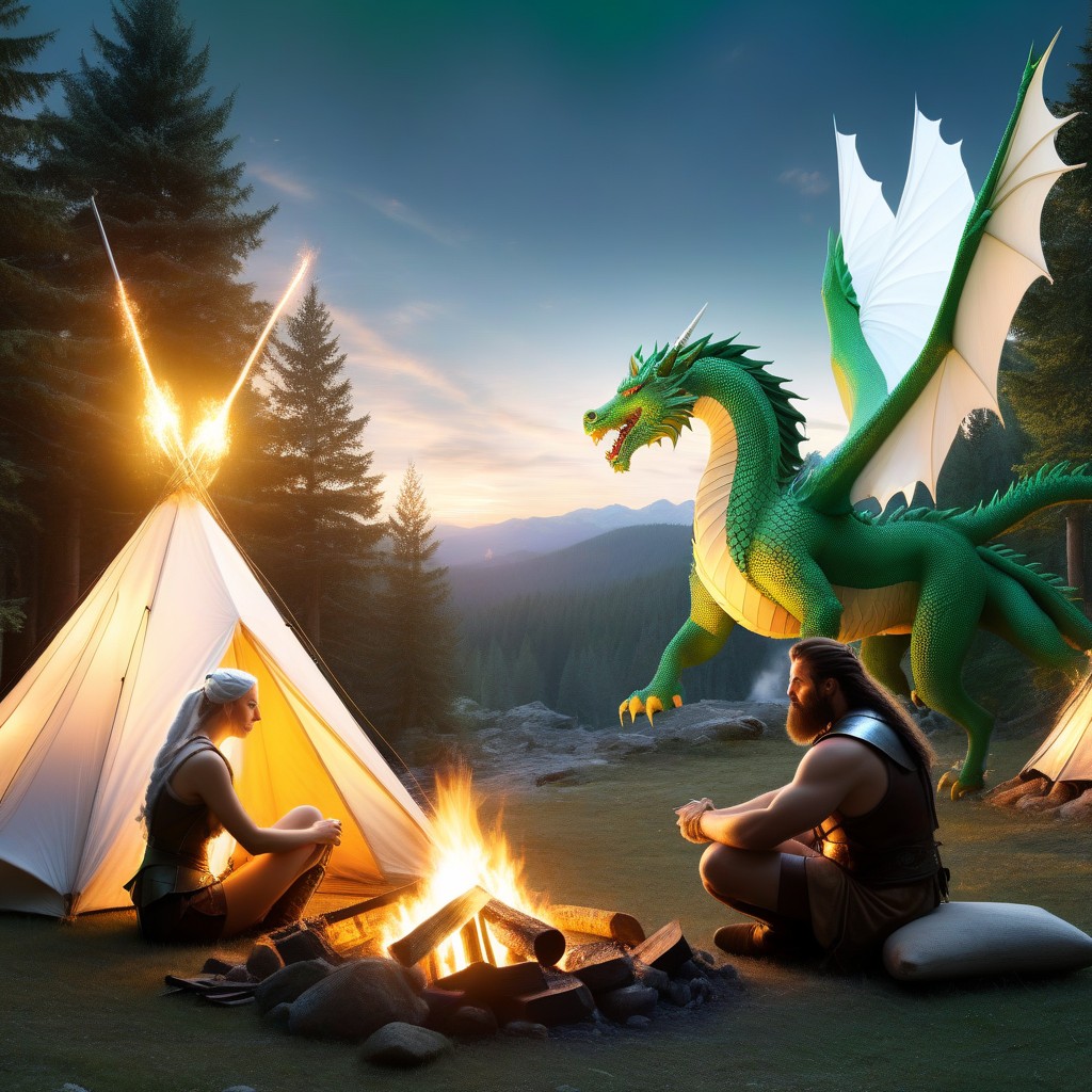 25+, Strong Camping Atmosphere, Female Elf Archer Polishing Her Bow Porno IA