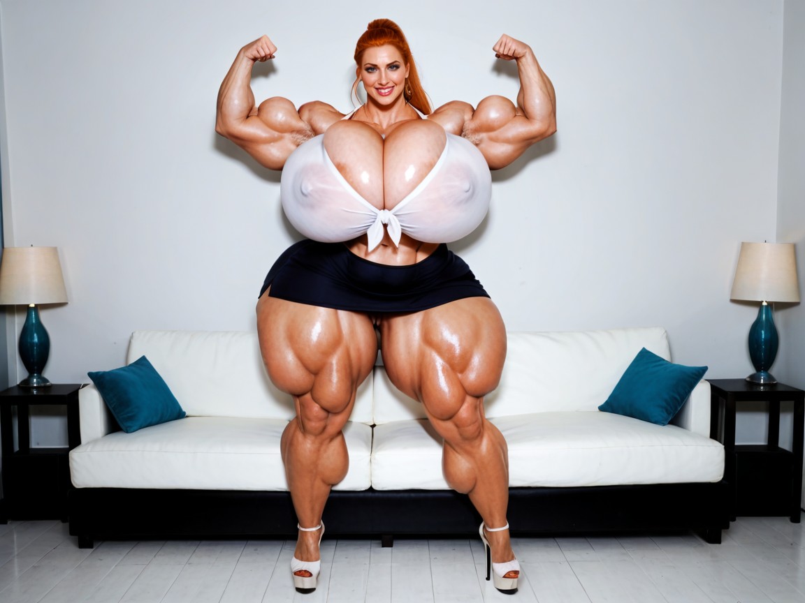 Hyper Absurdly Oversized Gigantic Massive Muscle, 30+, Platform High Heels Porno IA