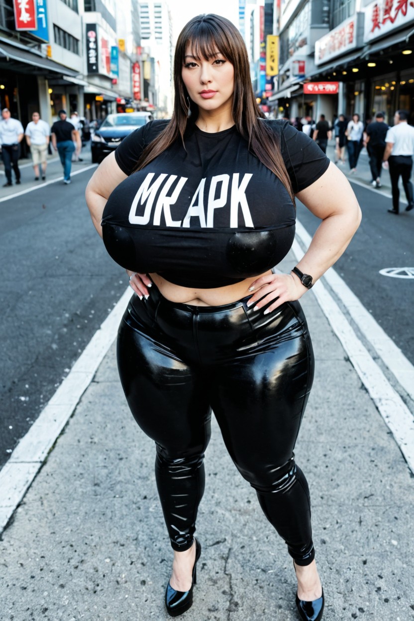 Massive Gigantic Hyper Breasts Covered By Shirt, Ssbbw, Thick Idol Face Porno IA