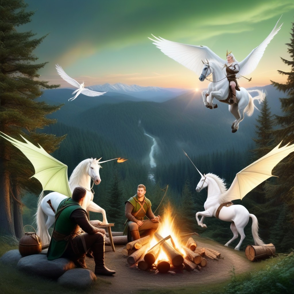 Archer Female Elf Standing Near Campfire, Standing To The Side, Archer Female Elf Standing Near Campfire Porno IA