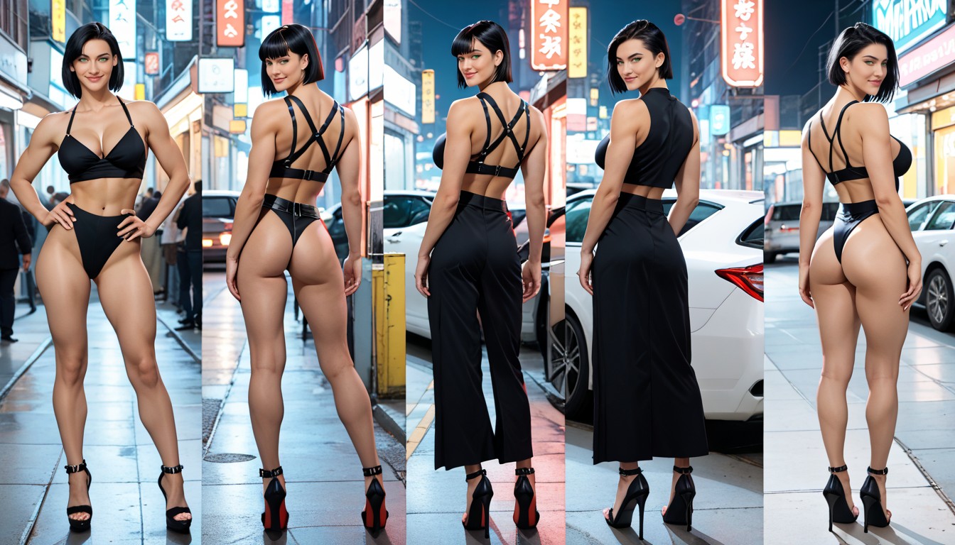Hands On Hips, Extremely Long Legs, Realistic AI Porn