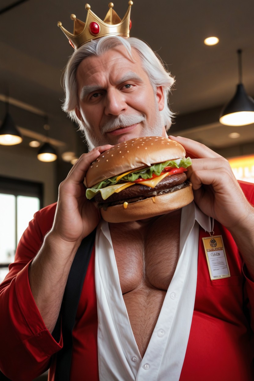 And Crown Scene In A Fast Food Restaurant, Viarmi Art, White Mustache And A Goatee Porno IA