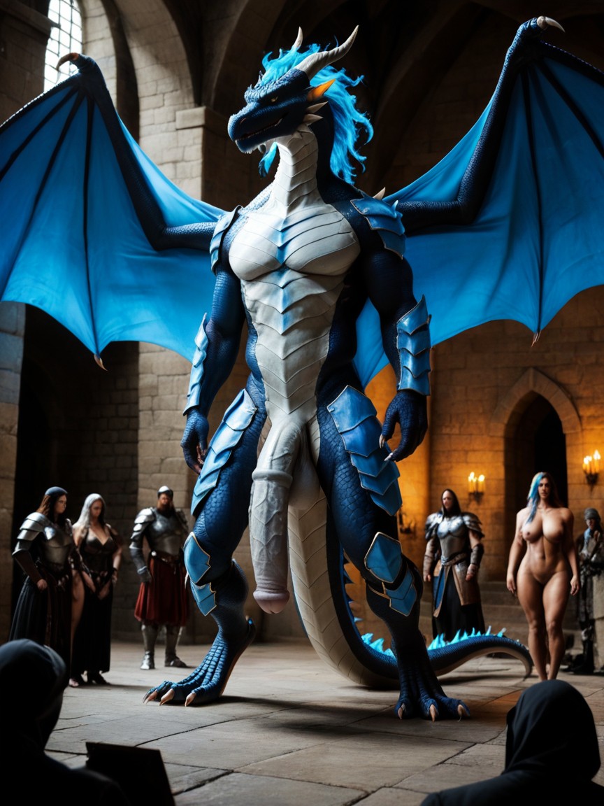 Armor, He Has Outspread Wings, He Is A Black Dragon AI Porn