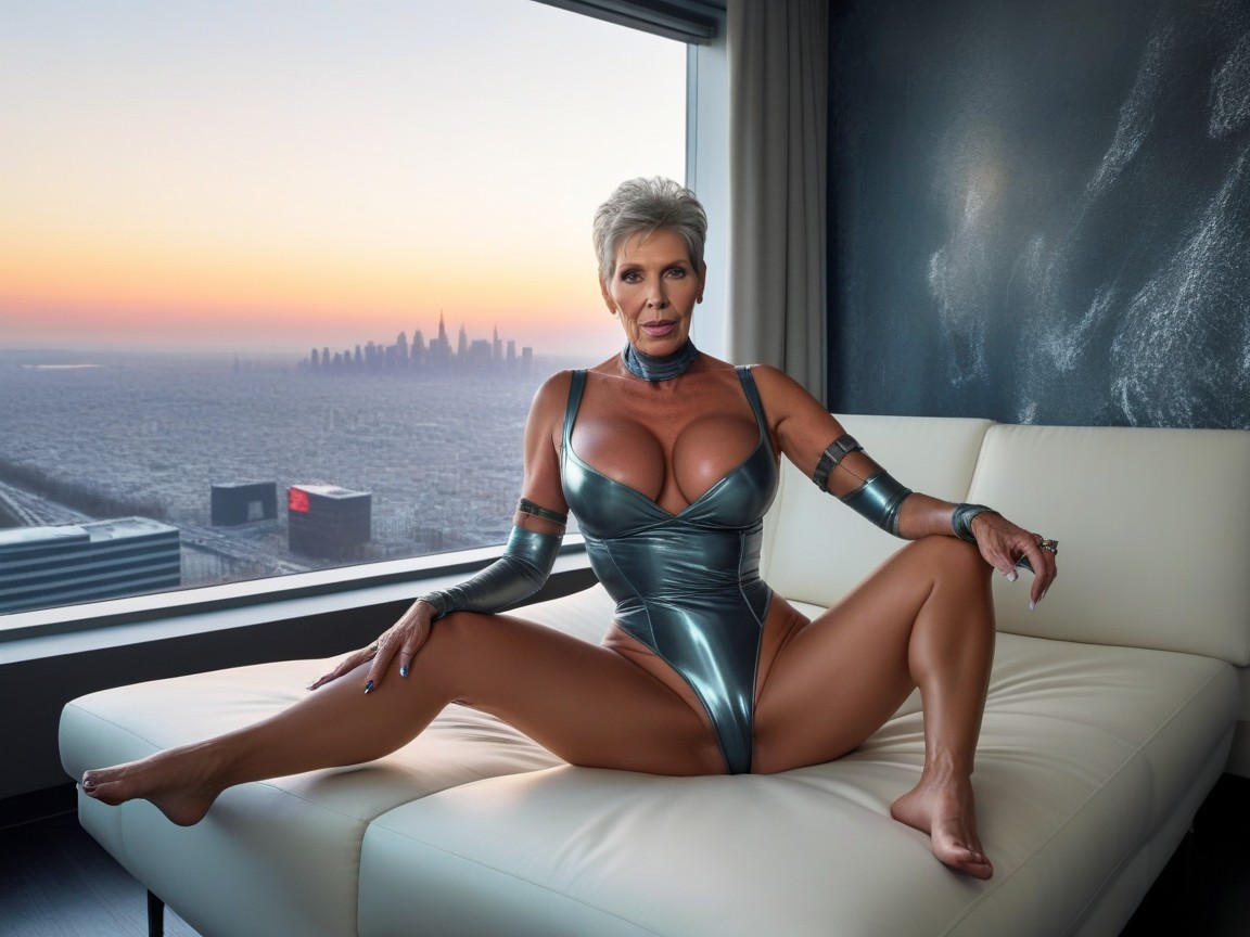 + Mature Older Gilf, Offering Her Body For Sex On An Erotic Sex Couch, Pecho Caído Porno IA