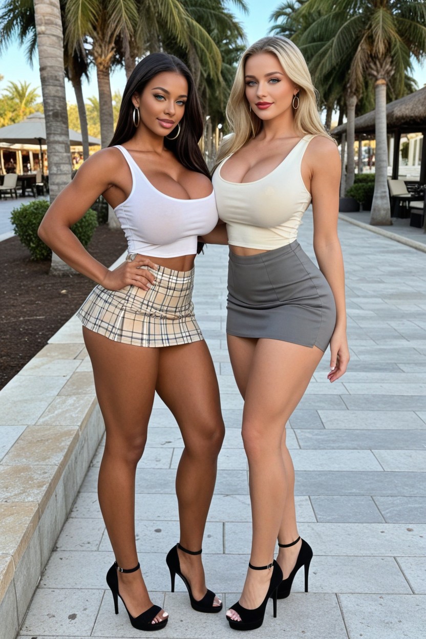 Blonde Woman With Dark Tanned Skin, Eye Liner, Full Body Porno IA