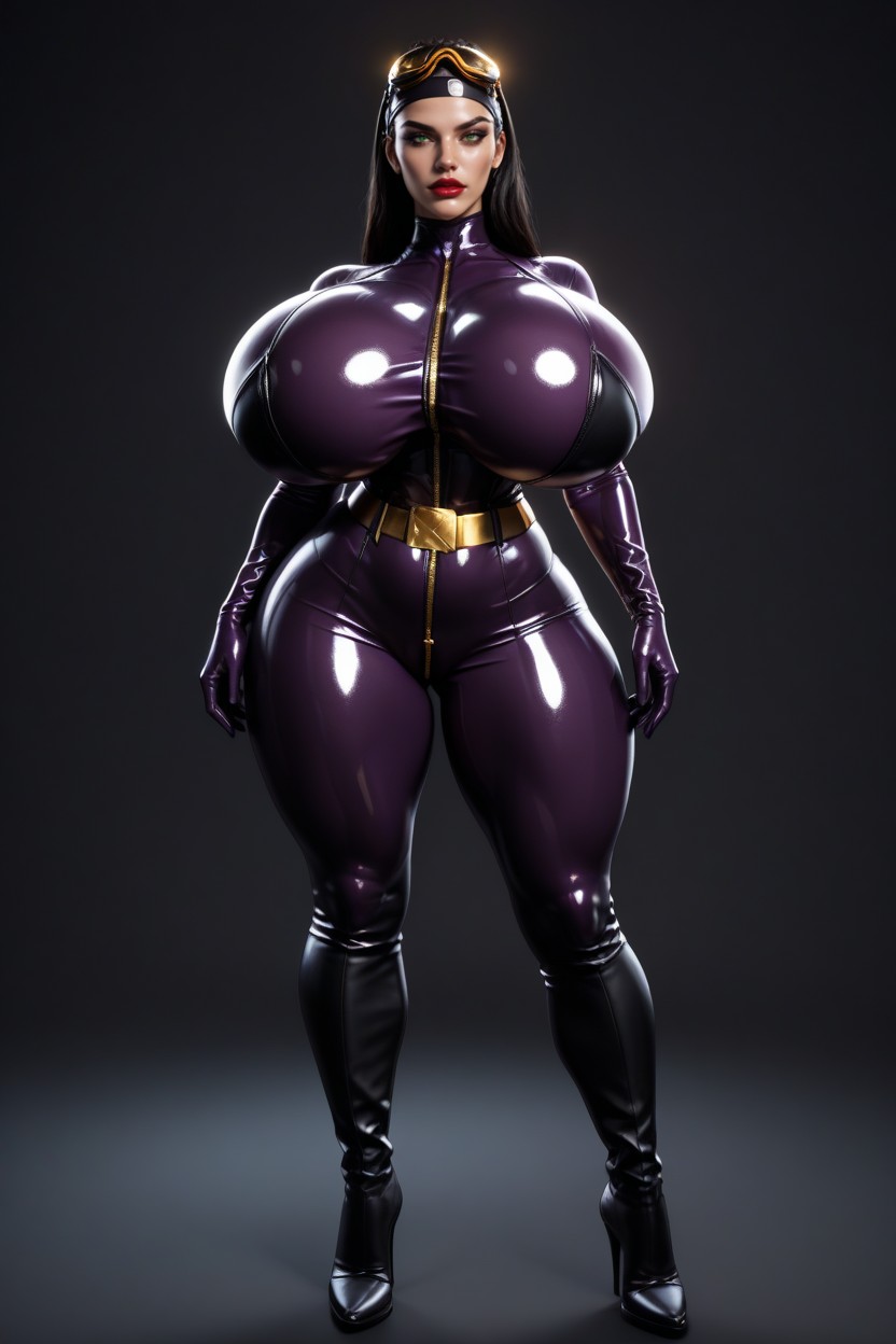 18+, Black Thigh High Boots, Stylized Proportions Porno IA