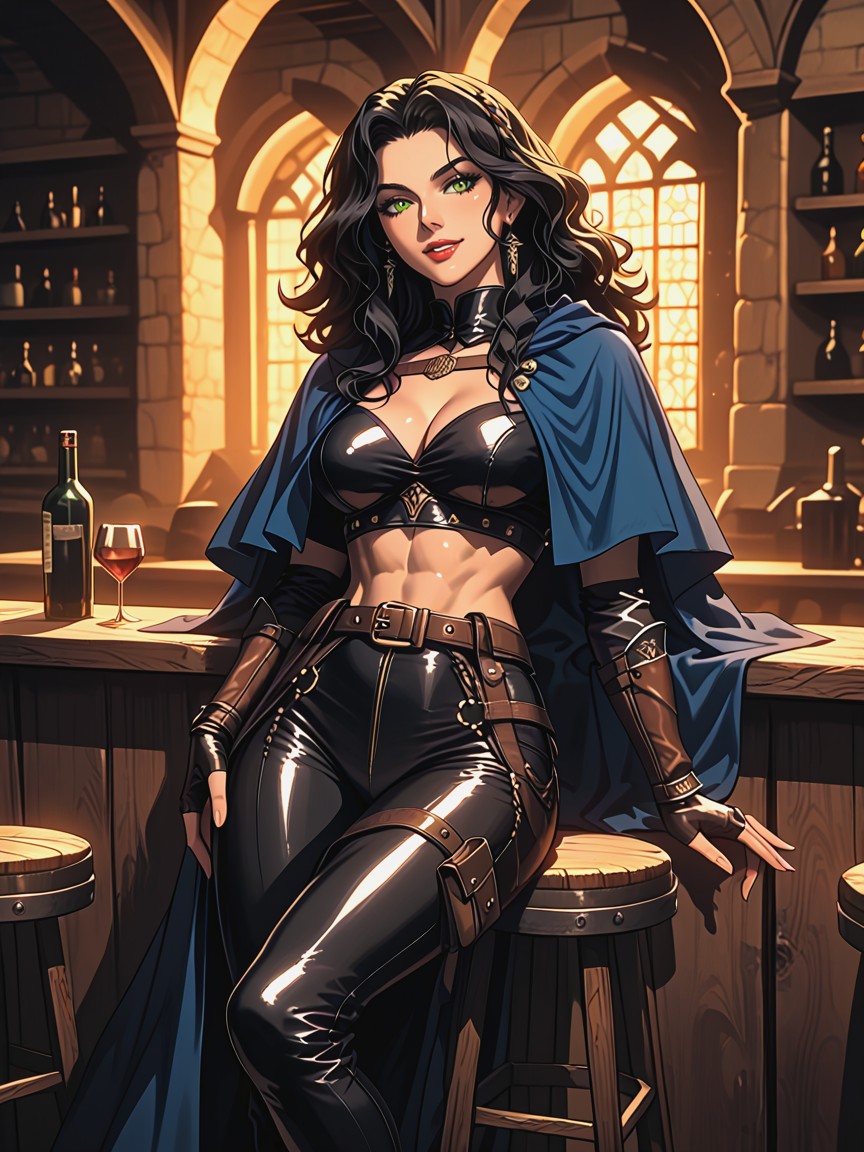 Rounded Ass, Full Body, Outfit/clothes Form-fitting Cropped Leather Jacketopen Or Laced Low To Show Cleavage/midriff AI Porn