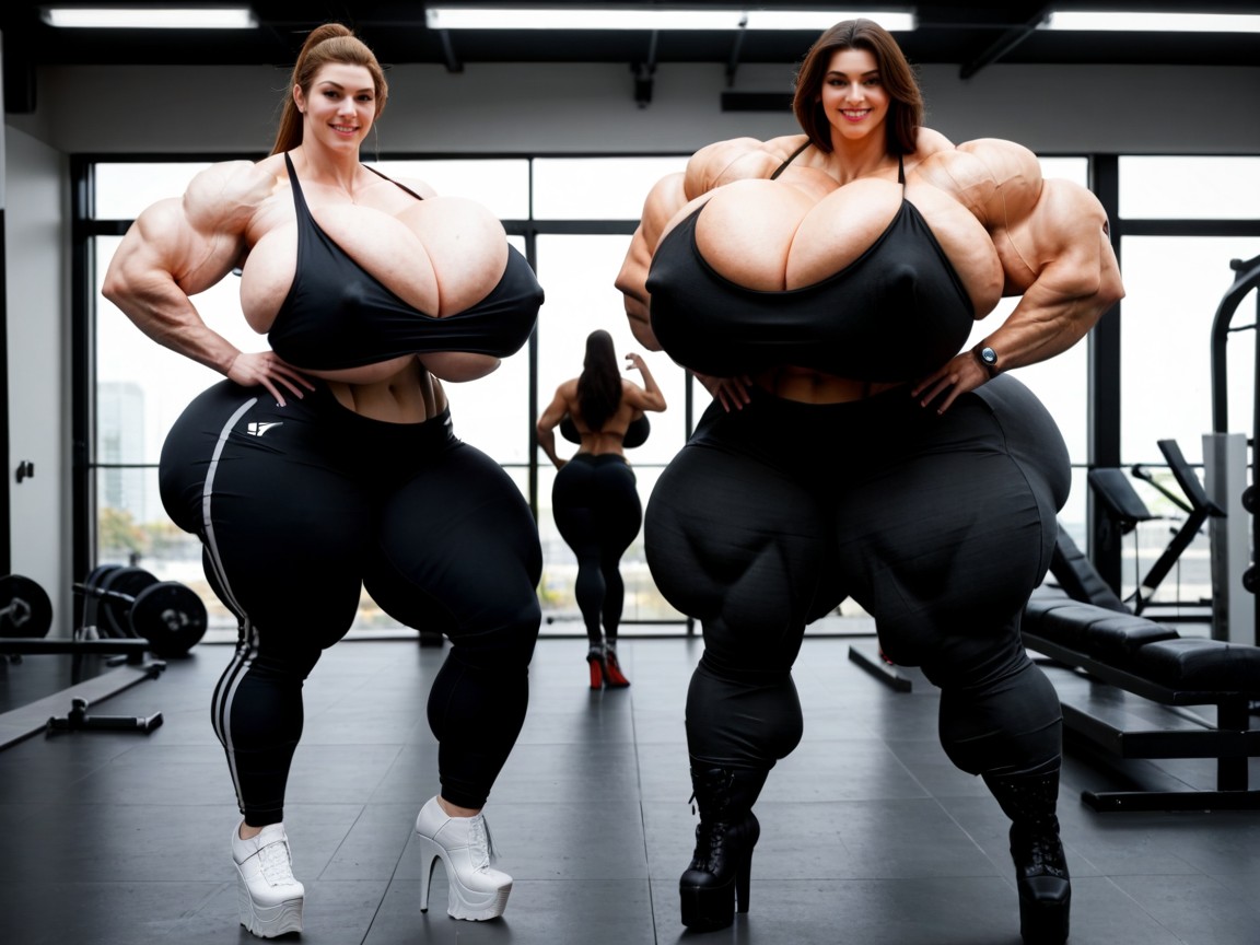 Gigantic, Woman With Hyper Gigantic Muscles, Gigantic Breasts AI Porn