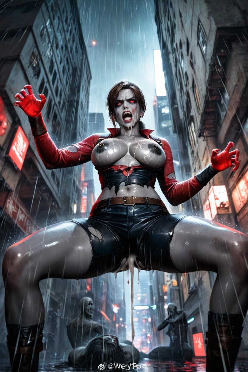 Red Evil Eyes, Photorealistic, Fat Ugly Zombie Porno IA