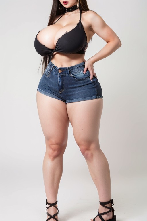 Straight Blonde Hair, Sandals, Extremely Wide Hips AI Porn