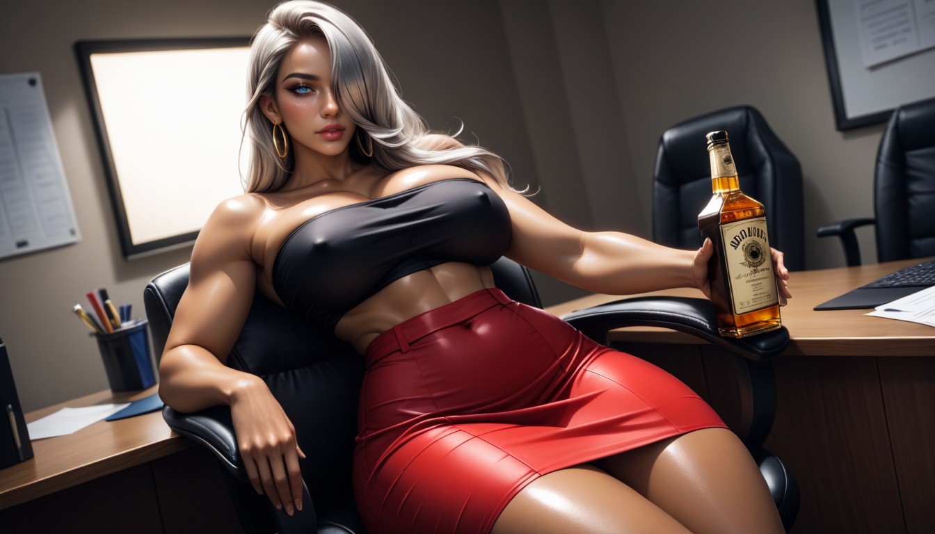 Looking At Viewer, On Office Chair, Clivage Porno IA