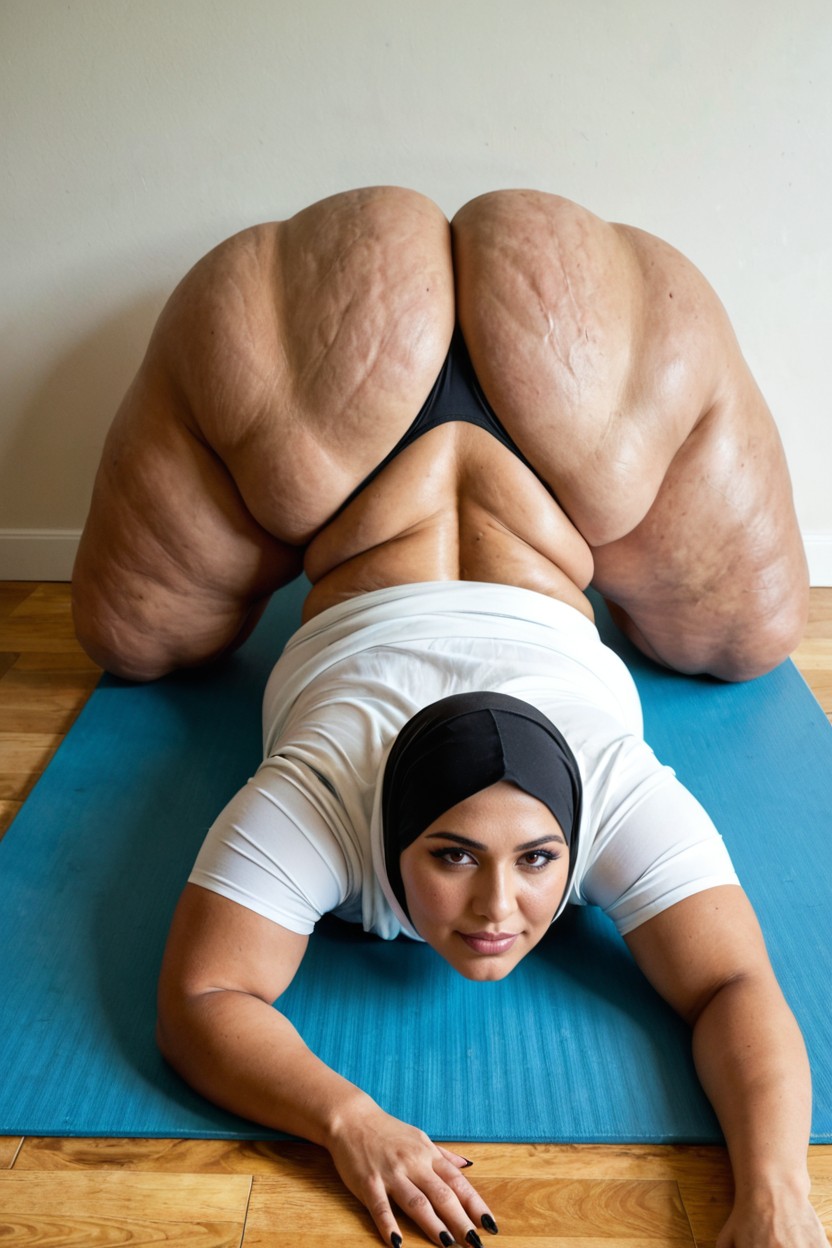 On Yoga Mat, Ropes Around Hips, Chubby Stomach Porno IA