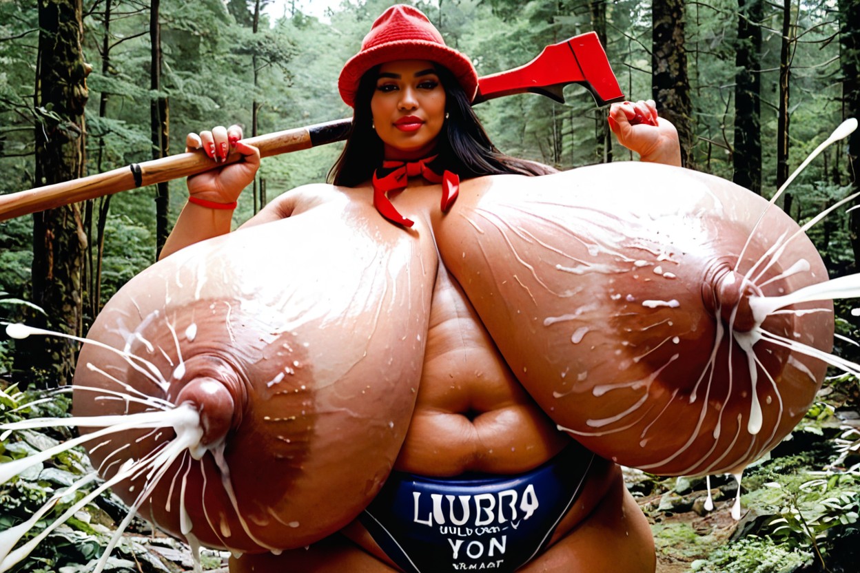 Brown Eyes, Hyper Gigantic Lactating Breasts, Forest AI Porn