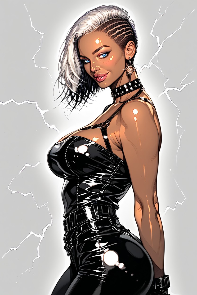 Pornstar, White Mohawk Hairstyle, Punk Era AI Porn