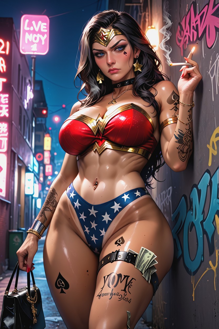 Money In Leg Strap, Ultra High Resolution, Extremely Dimly Lit AI Porn