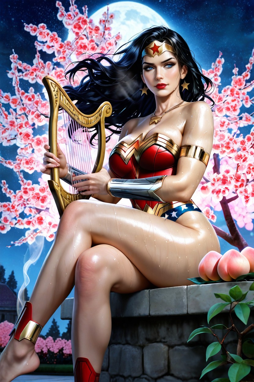Sweaty Skin, Gold Arm Bands, Stunning Face AI Porn