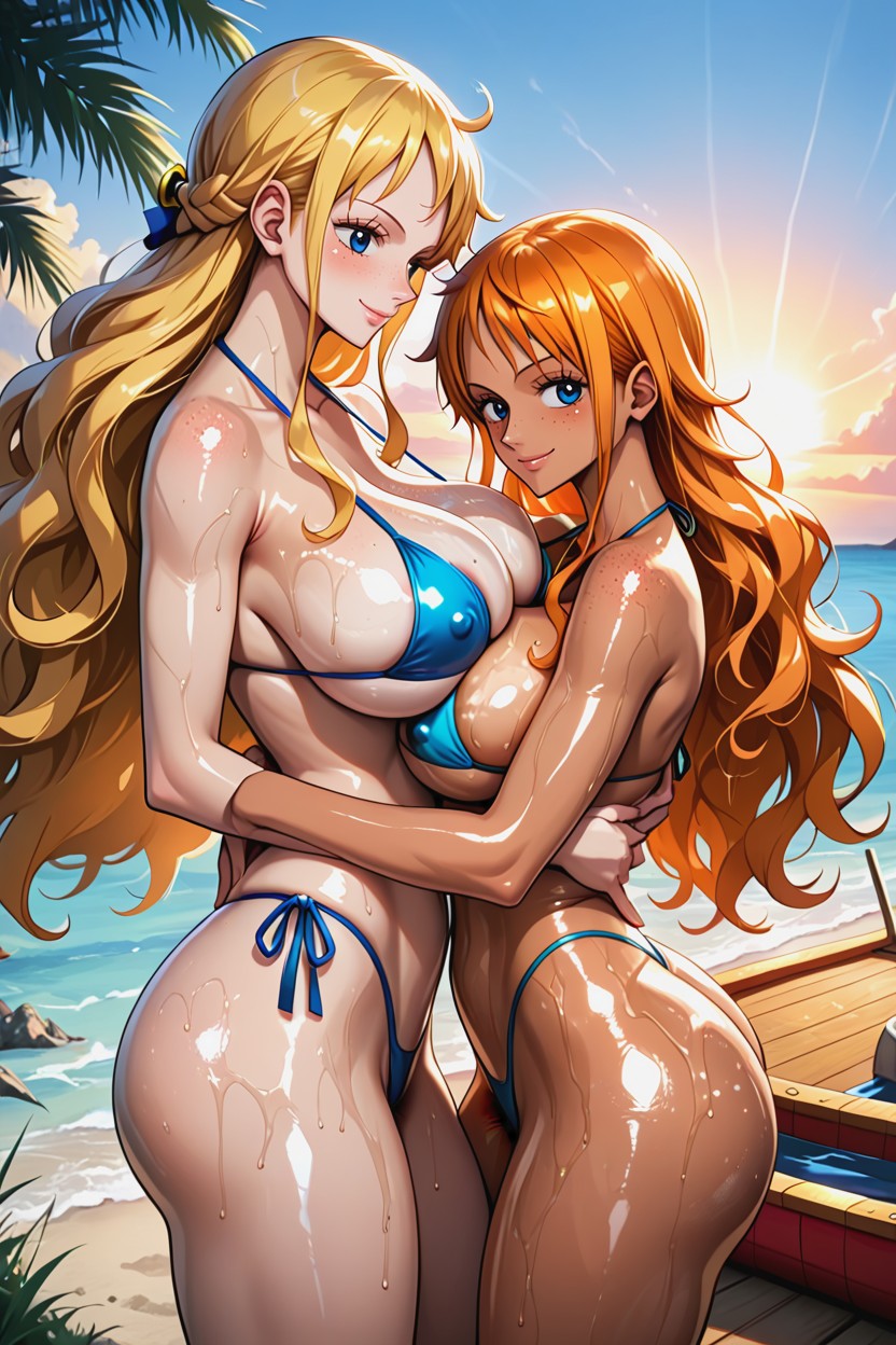 Extremely Long Hair, Perfect Round Butt, Tubular Breasts AI 포르노