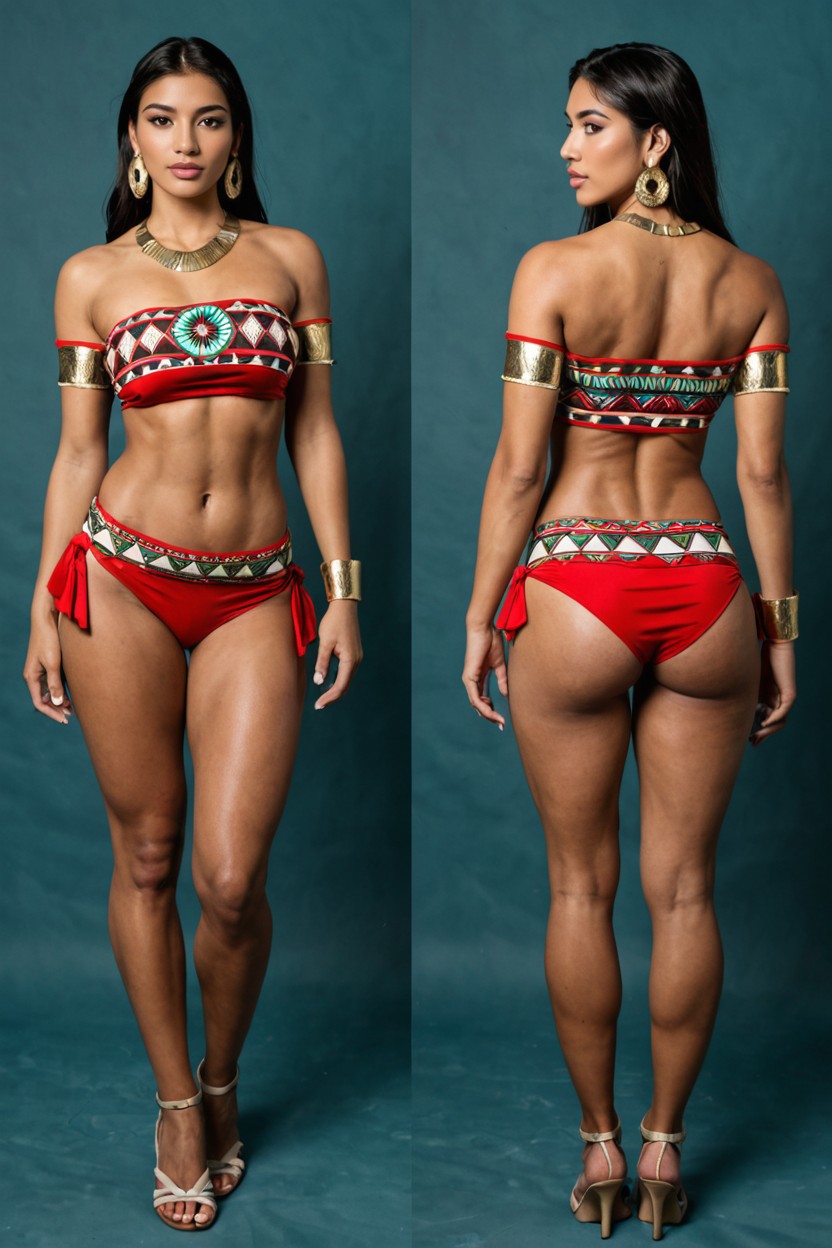 25+, Athletic But Feminine Physique Skin Warm Medium-brown Tone, Asymmetrical Skirt With Side Knot AI 포르노
