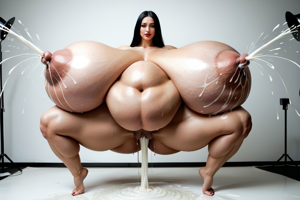 Hyper Juicy Belly, Green Eyes, Corpo Todo Pornografia de IA