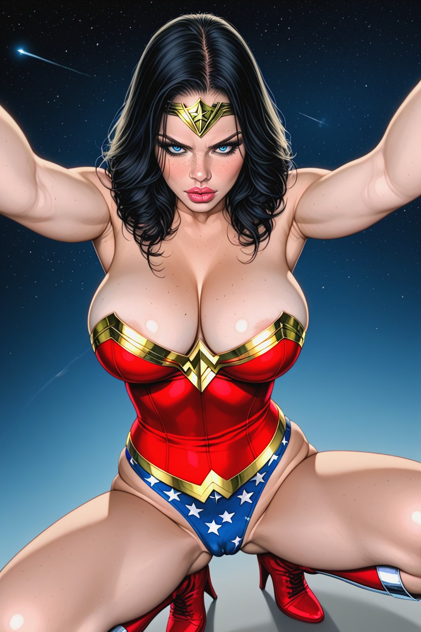 Rounded Breast, Red Lenght Boots, Rounded Ass AI Porn
