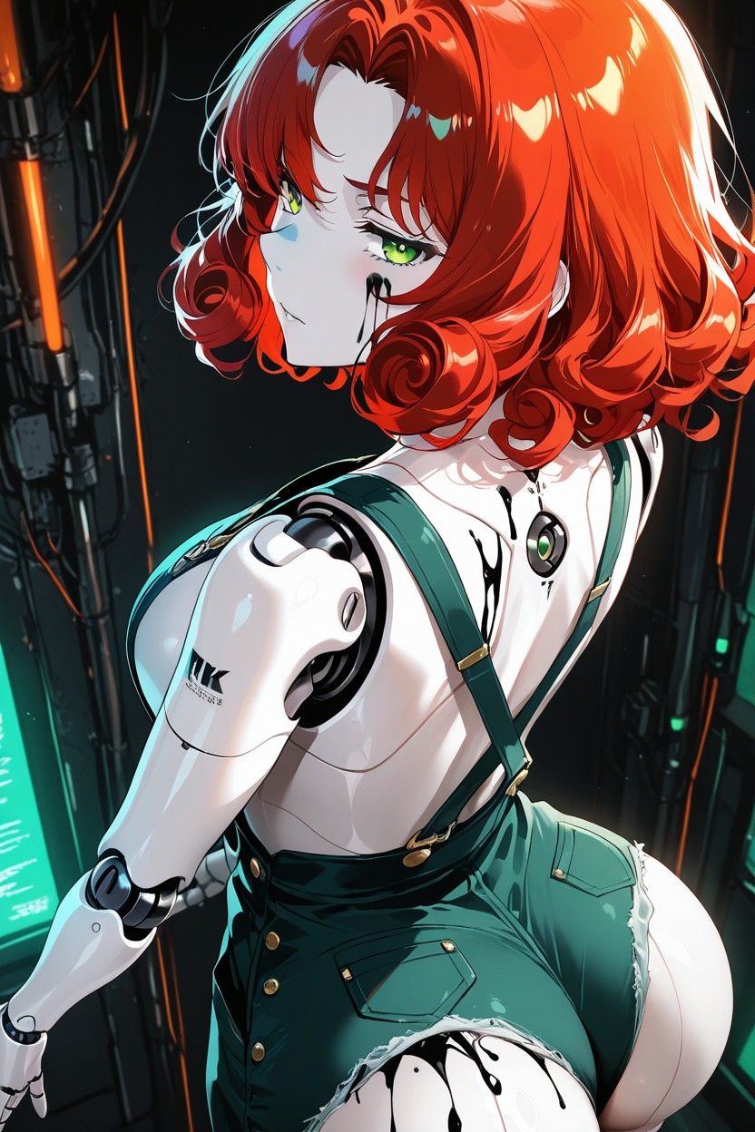 Green Eyes, Expression, Red Curly Hair AI Porn