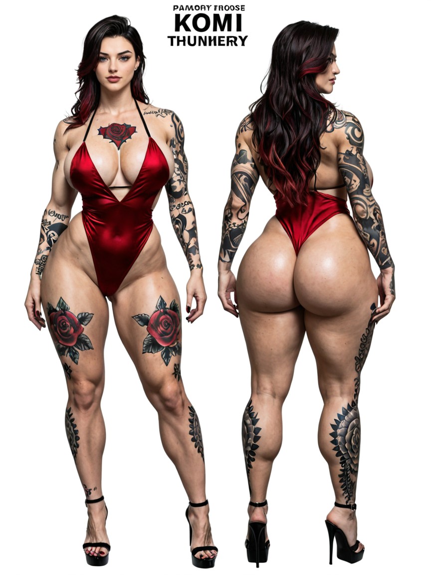 Komi Shouko Mixed With Rias Gremory Mixed With Ruby Rose, Bikini Échancré, Wide Hips Porno IA
