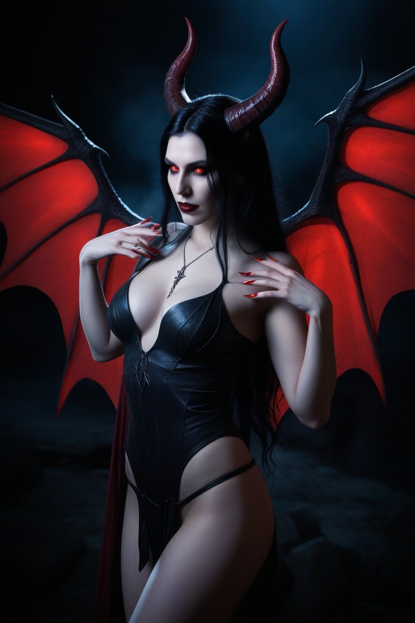 Big Demon Horns, Succubus, Demon Tail AI Porn