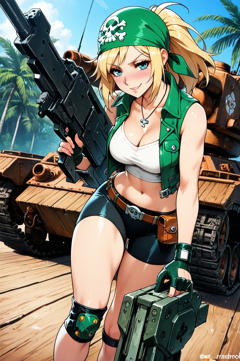 Low Ponytail, Bandana, Midriff Porno IA