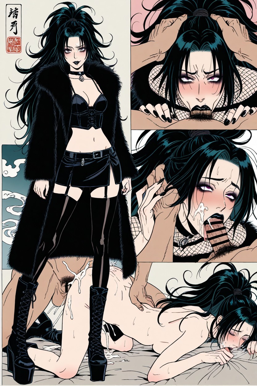 Gothic Horror, Ahegao, Casaco De Pele Pornografia de IA