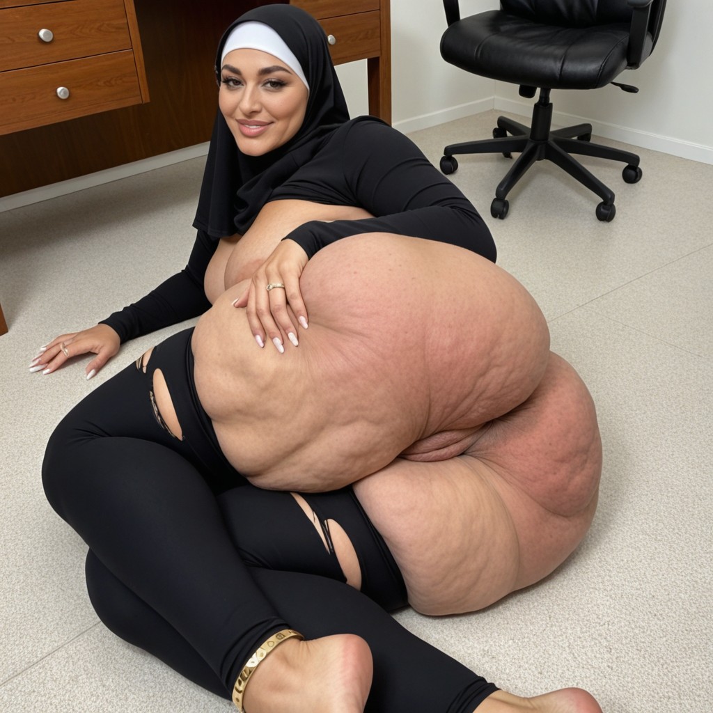 Massive Hyper Thighs, Big Legs, Black Gym Leggings Ripped Open AI黃片