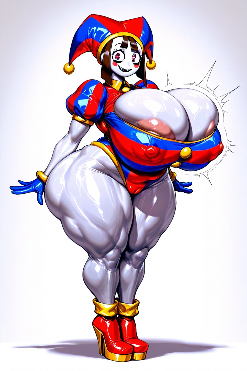 Wide Heavy Breasts, Erect Nipples, Standing AIポルノ