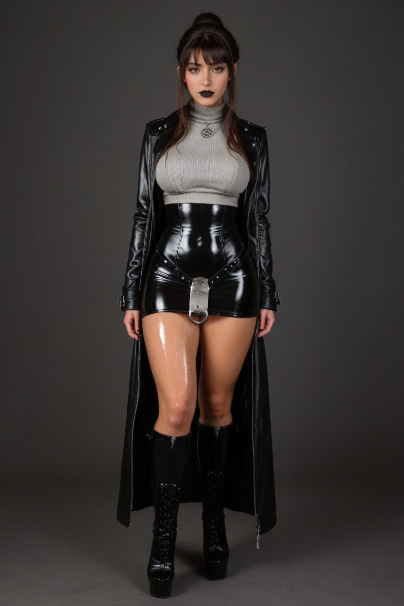 Black Latex Skirt, P, High Resolutio AIポルノ