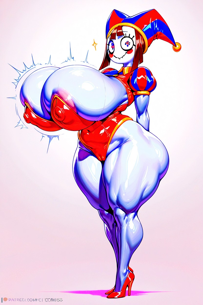 Pomni From The Amazing Digital Circus, Pawg, Breasts Bursting Out Of Clothes AI Porn